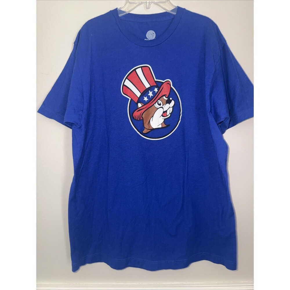 Buc-ees Beaver 4Th Of July Blue Freedom Ringing Uncle Sam Shirt USA Mens Large L - Picture 3 of 6